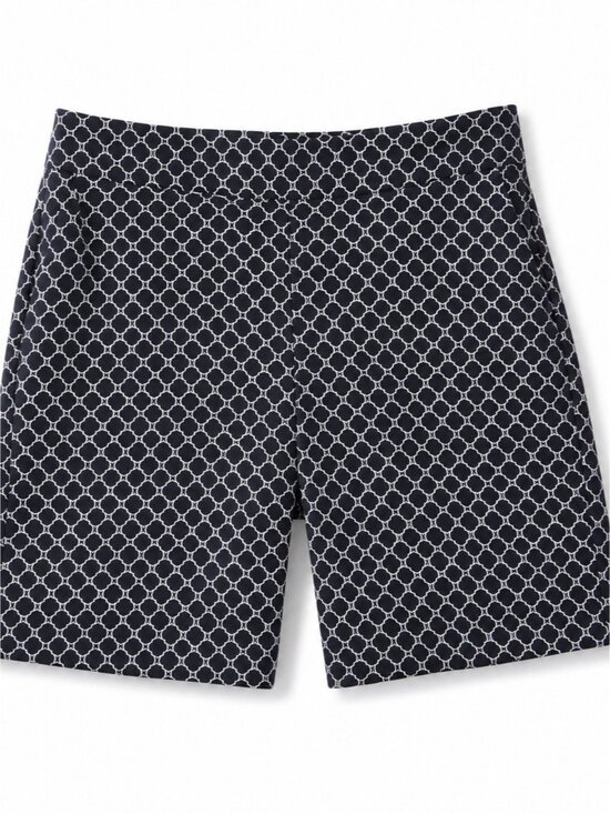 Pants - black and white geometric lattice or "scallop tile" print